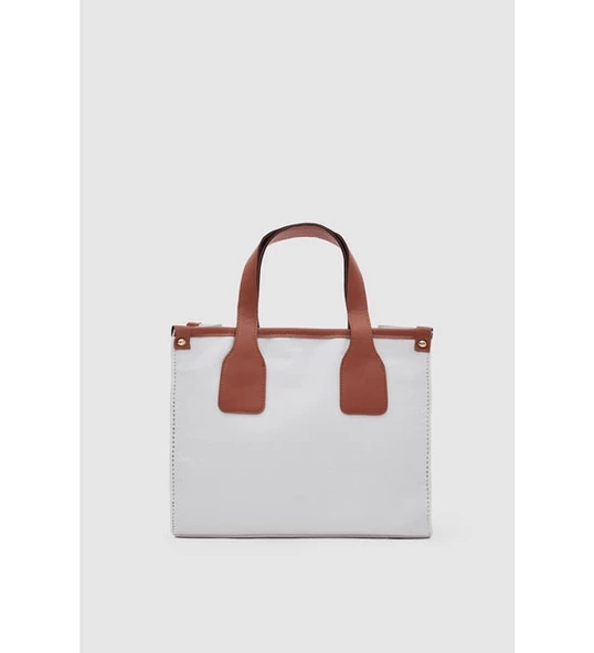 Monalisa Home Kanvas Suni Deri Detaylı Saten Astarlı Çapraz Çanta - Resim 2