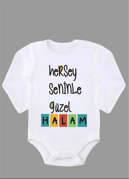 Uzun Kollu %100 Organik Pamuk Baskılı Bebek Body Zıbın ZBN122 - 1