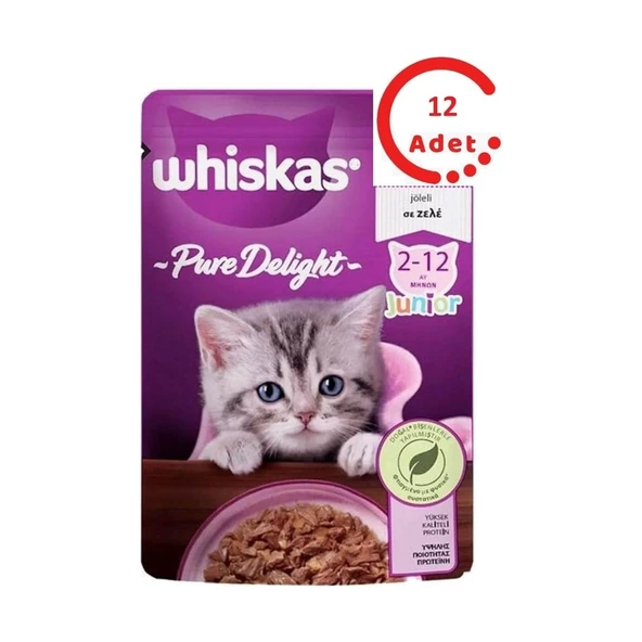 Whiskas Pouch Pure Delight Jöle Içinde Tavuklu Yavru Kedi Konservesi 85 gr x 12 Adet