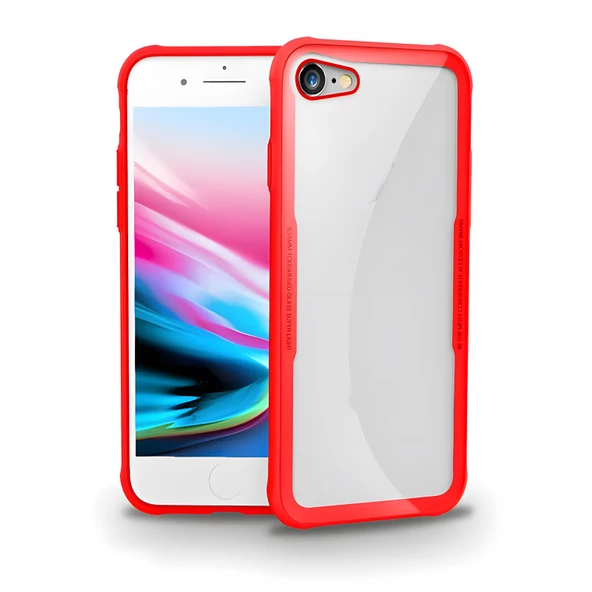 iPhone 7 / İphone 8 / İphone SE Kılıf Kenarları Silikon Arka Kısım Temperli Cam Craft Kılıf - Resim 4