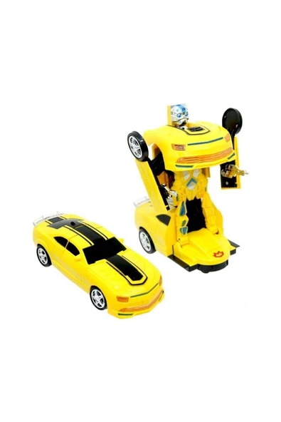2 In 1 Bumblebee Robota Dönüşen Pilli Işıklı Sesli Camaro Araba - 2