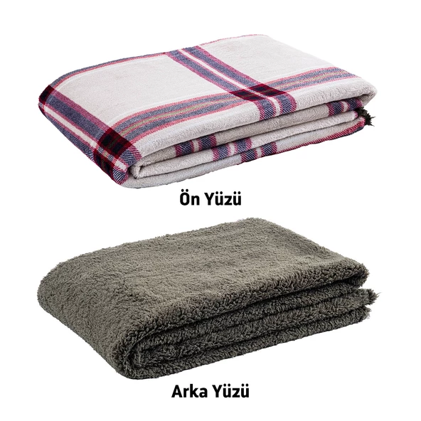 Peluş Polar Televizyon Battaniyesi - Haki Ekose - TV Battaniye - Acil Durum Battaniyesi - 200*180cm - 5
