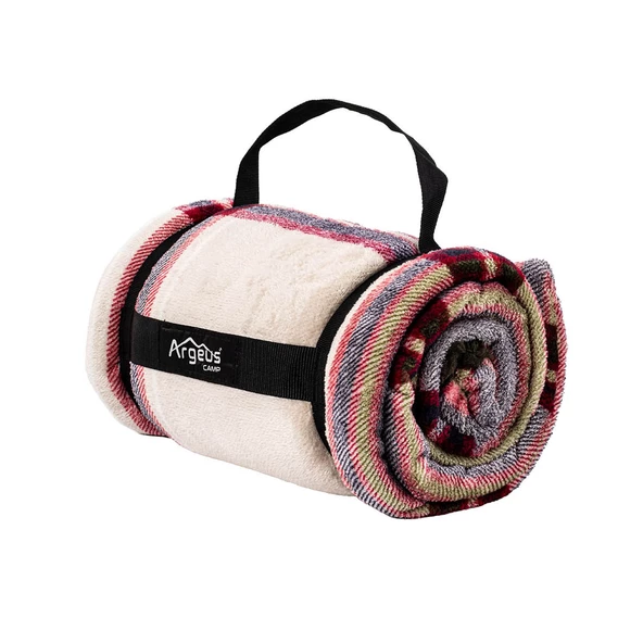 Peluş Polar Kamp Battaniyesi - Mavi Ekose - Acil Durum Battaniye - Argeus Camp - 7