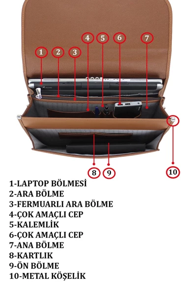 Taba Klasik Evrak Model Erkek 15.6 inç Laptop Çantası - 8