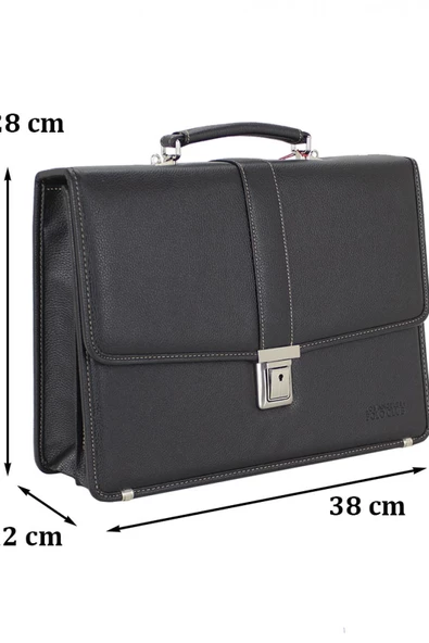 Siyah Vintage Klasik Tarz A4 Kağıt Uyumlu Evrak Çantası - 2