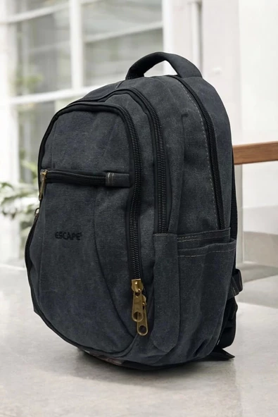 Antrasit Kanvas Kumaş 15,6 inç Laptop -Okul Sırt Çantası - 2