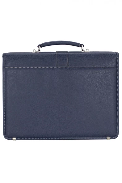 Lacivert Vintage Klasik Tarz A4 Kağıt Uyumlu Evrak Çantası - 4