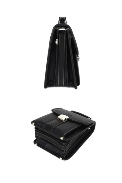 Siyah Vintage Tarz Erkek Suni Deri Omuz ve El Çantası - 2