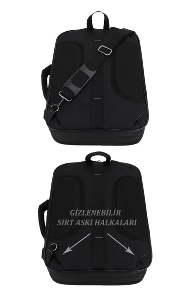 Siyah USB Aparatlı Fonksiyonel 15,6 inç Laptop Sırt Çantası - 5