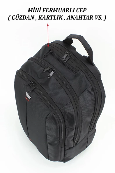 Siyah Basic 17,3 inç Unisex Laptop Sırt Çantası - 7