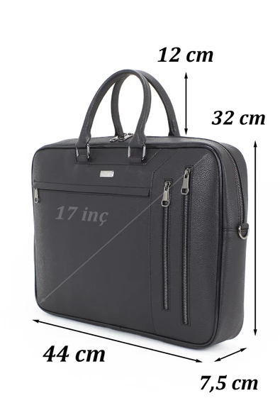 Siyah Unisex 17,3 inç Evrak-Laptop Çantası - 2