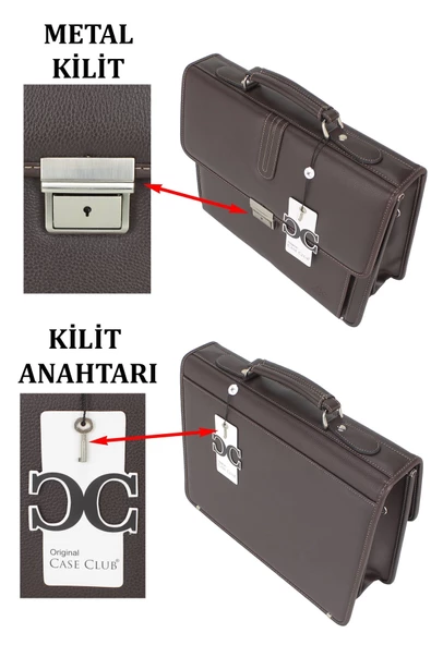 Kahverengi Klasik Evrak Model Erkek 15.6 inç Laptop Çantası - 7