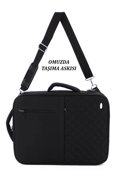 Siyah USB Aparatlı Fonksiyonel 15,6 inç Laptop Sırt Çantası - 4