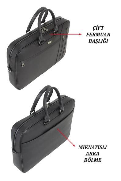 Siyah Unisex 17,3 inç Evrak-Laptop Çantası - 3