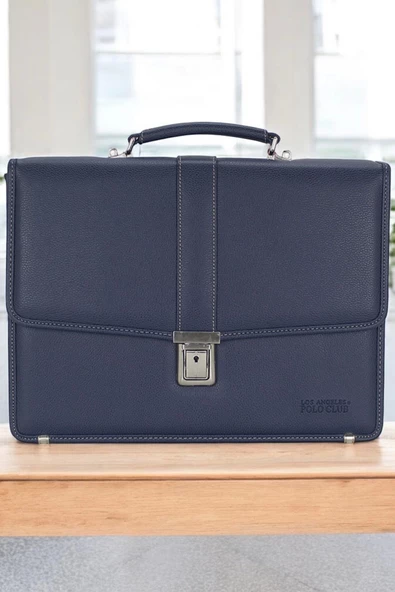 Lacivert Vintage Klasik Tarz A4 Kağıt Uyumlu Evrak Çantası