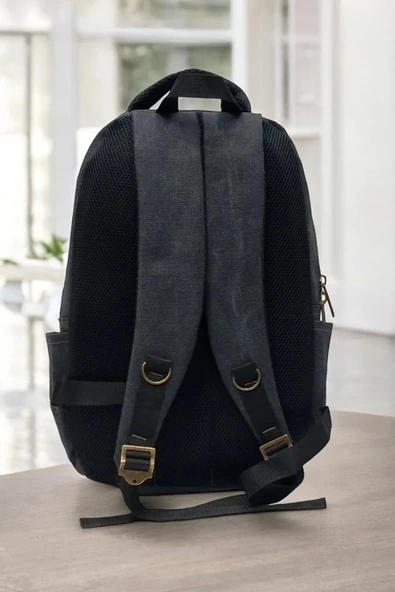 Antrasit Kanvas Kumaş 15,6 inç Laptop -Okul Sırt Çantası - 3