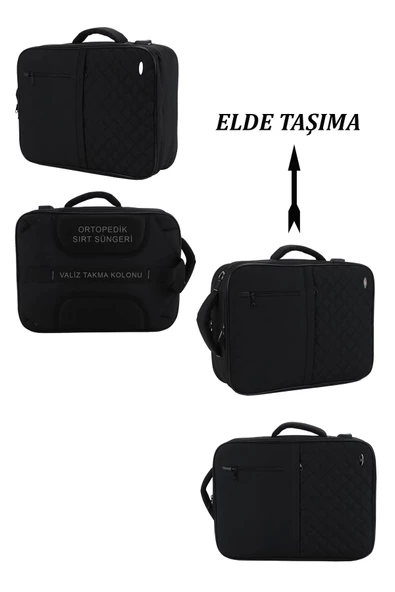 Siyah USB Aparatlı Fonksiyonel 15,6 inç Laptop Sırt Çantası - 3