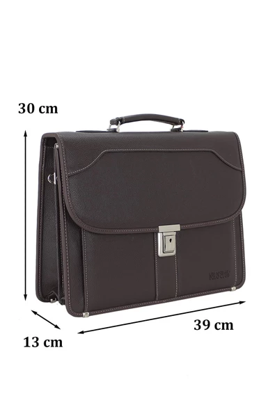 Kahverengi Erkek Evrak Çantası Omuz Askılı 15.6 inç - 3