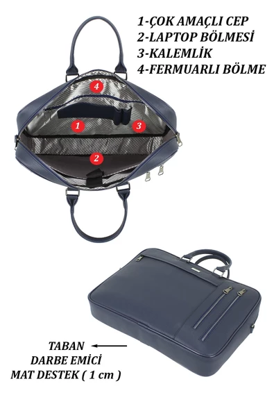 Lacivert Unisex 17,3 inç Evrak-Laptop Çantası - 4