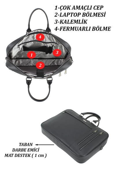 Siyah Unisex 17,3 inç Evrak-Laptop Çantası - 4