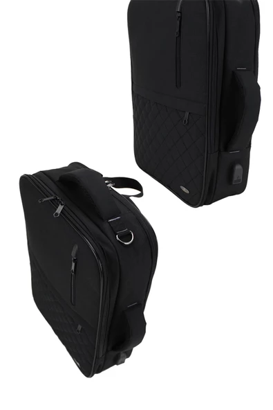 Siyah USB Aparatlı Fonksiyonel 15,6 inç Laptop Sırt Çantası - 2