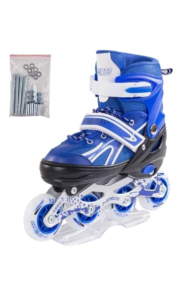 Paten Ayarlanabilir 2+2 ve 2+1+1  Işıklı Metal Gövde Alıştırma Pateni Çantalı - 2