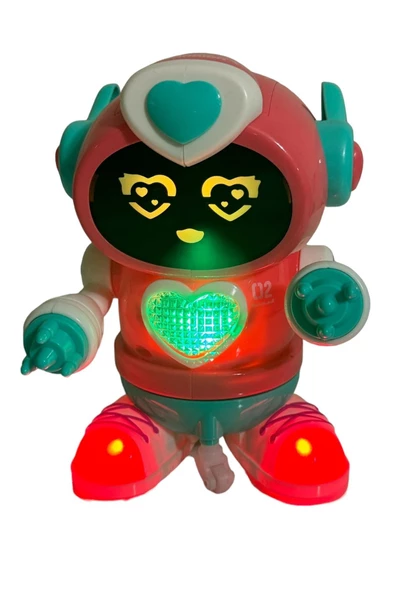 Robot Çarp Dön Sesli Işıklı 5 fonksiyonlu 15cm Pembe Renk DANCEROBOT - 3