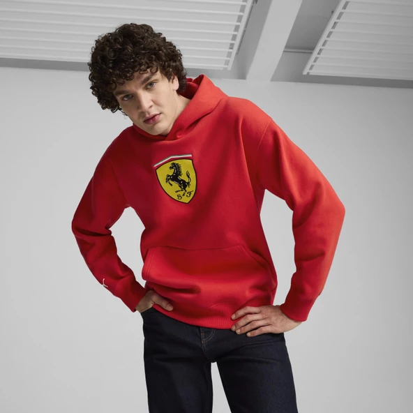 Puma 627054 Ferrari Race Big Shield Hdie Erkek Kapüşonlu Sweatshirt - 3
