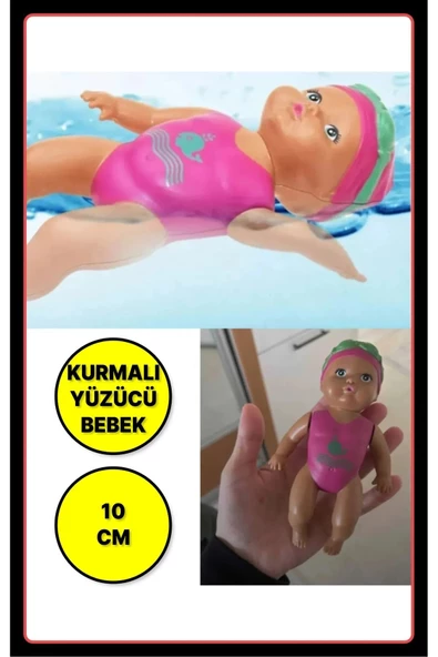 Küvette Havuzda Kendiliğinden Yüzen Kurmalı Swimming Baby Yüzen Bebek - Banyo oyuncağı 10 Cm - 4