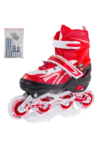 Paten Ayarlanabilir 2+2 ve 2+1+1  Işıklı Metal Gövde Alıştırma Pateni Çantalı - 2