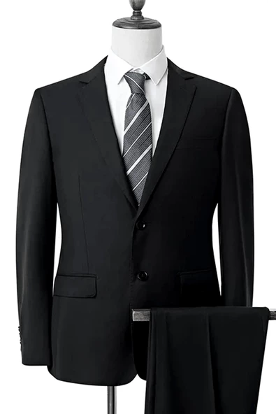 Erkek Siyah Çift Yırtmaçlı 4 Drop Takım Elbise BGL-ST03985 - Resim 2