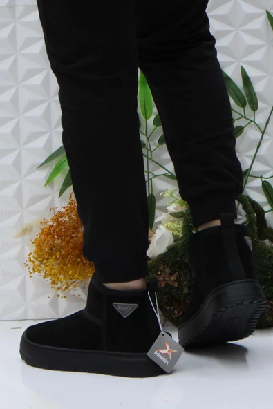 Kinetix Saro Siyah Rahat Orijinal Ürün İçi Suni Kürklü Kısa Kadın Bot - Resim 4