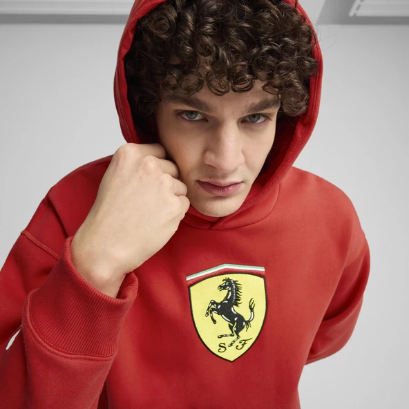 Puma 627054 Ferrari Race Big Shield Hdie Erkek Kapüşonlu Sweatshirt - 4