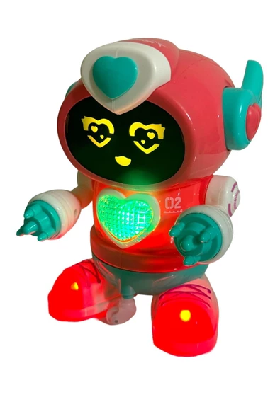 Robot Çarp Dön Sesli Işıklı 5 fonksiyonlu 15cm Pembe Renk DANCEROBOT - 2
