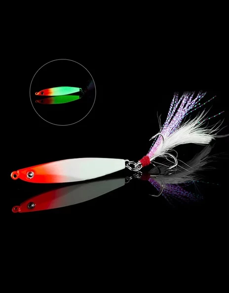 Glowlu Jig Yem 15Gr 6.cm Lrf Yem Lüfer Levrek Sarıkanat Yapay Yem Suni yem Tüylü Kanca jig Yem - Resim 2