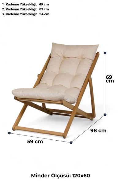 Exent 3 Kademeli Minderli Şezlong ve Sehpa seti - 6