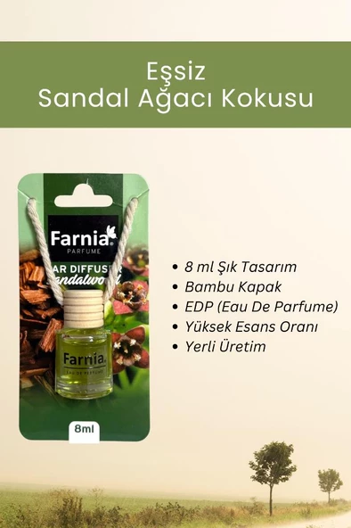 Farnia Yüksek Esanslı Askılı Araç Kokusu EDP Parfüm Sandal Ağacı 8 Ml - 3