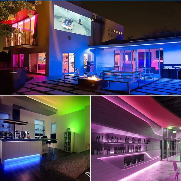 UpWay 3 Metre Bluetoothlu Müziğe Duyarlı Su Geçirmez Kesilebilir Silikonlu Kumandalı USB RGB Şerit Led - 8