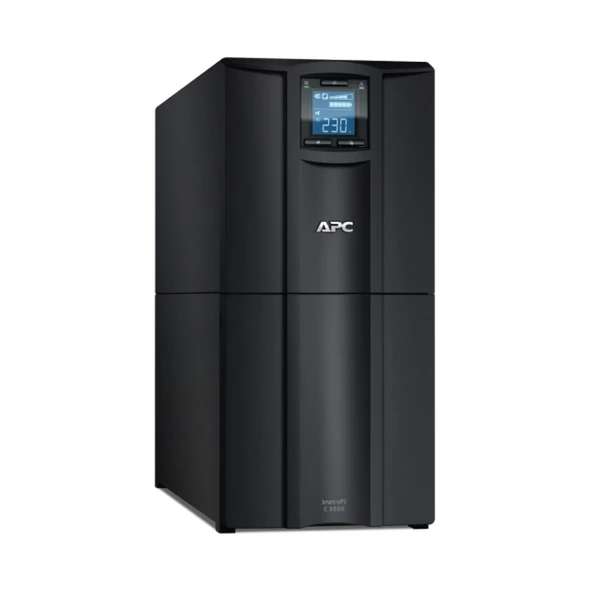 APC Smart-UPS C, Line Interactive, 3kVA, Tower, 230V, 8x IEC C13+1x IEC C19 outlets, USB and Serial communication, AVR, Graphic LCD