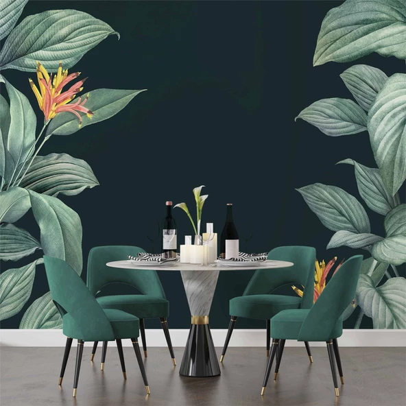 Yeşil Yaprak Görünümlü Duvar Kağıdı Baskı - Resim 5