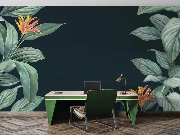 Yeşil Yaprak Görünümlü Duvar Kağıdı Baskı - Resim 4