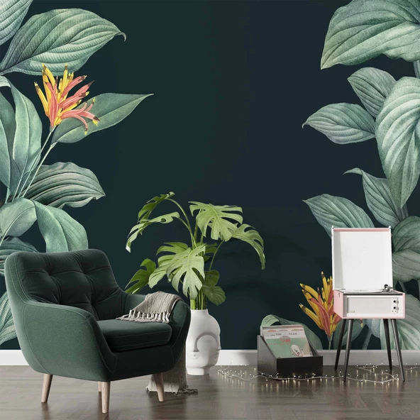 Yeşil Yaprak Görünümlü Duvar Kağıdı Baskı - Resim 6