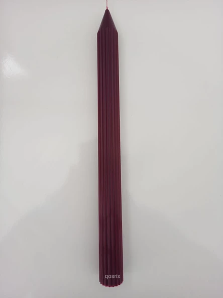 qosrix Bordo Şamdan Soya Mumu 1. Kalite Doğal Vanilya Kokulu Uzun Çubuk Konik Mum Dekoratif 1 Adet - Resim 4