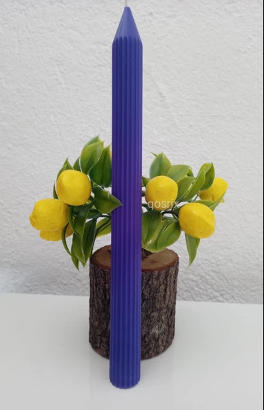 qosrix 5'li Mor Şamdan Soya Mumu 1. Kalite Doğal Vanilya Kokulu Uzun Çubuk Konik Mum Dekoratif - Resim 4