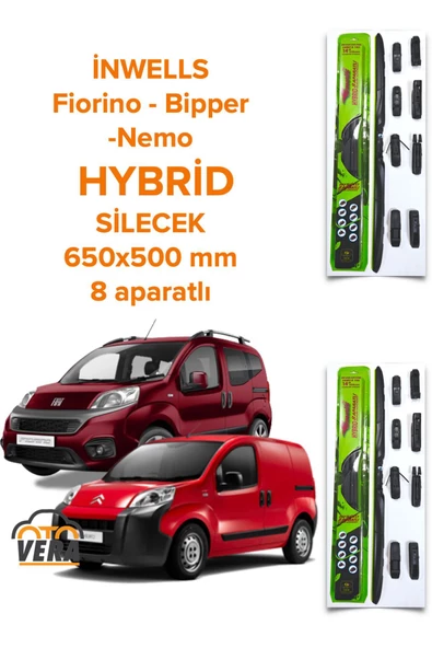 Inwells Fiorino- Nemo- Bipper  8 Aparat HYBRİD Silecek Takımı ürün görseli