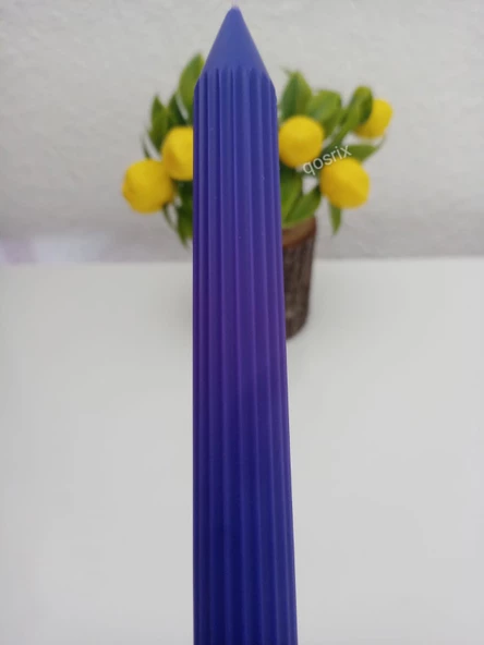 qosrix 5'li Mor Şamdan Soya Mumu 1. Kalite Doğal Vanilya Kokulu Uzun Çubuk Konik Mum Dekoratif - Resim 3