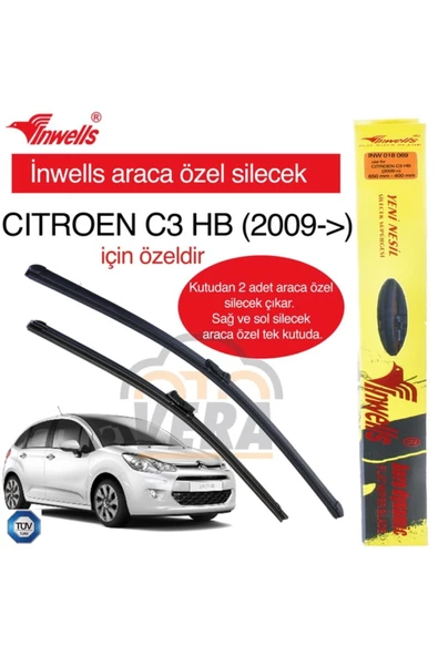 Inwells Citroen C3 Inwells Muz Silecek Takımı (2010 - 2015) 650mm / 400mm Aparatlı ürün görseli