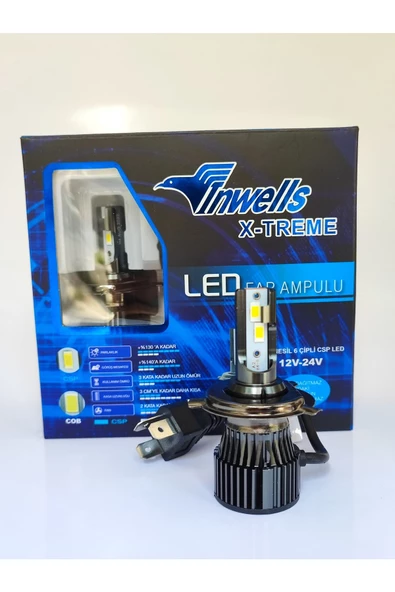 Inwells H4 12v Uyumlu Yeni Nesil Metal Turbo Led Xenon Ampul Seti 6000k Inw036008