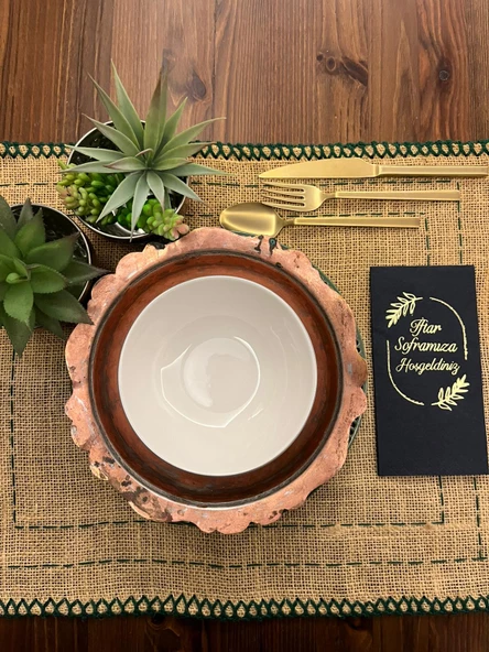 Gold Yaldızlı Siyah İftar Soframıza Hoşgeldiniz Garson Peçete 16 Adet - 2