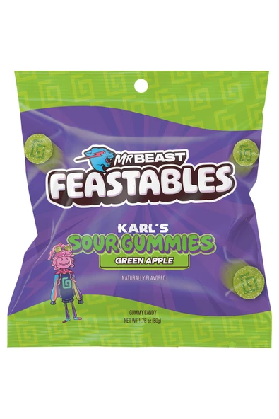 Mr Beast Feastables Karl Gummies Sour Green Apple 50GR